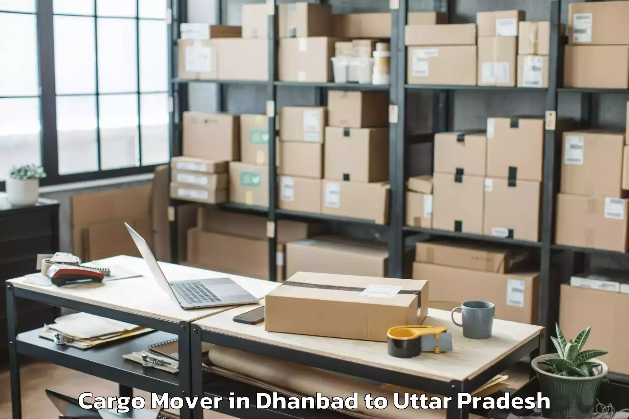 Book Dhanbad to Uttar Pradesh University Of Me Cargo Mover Online